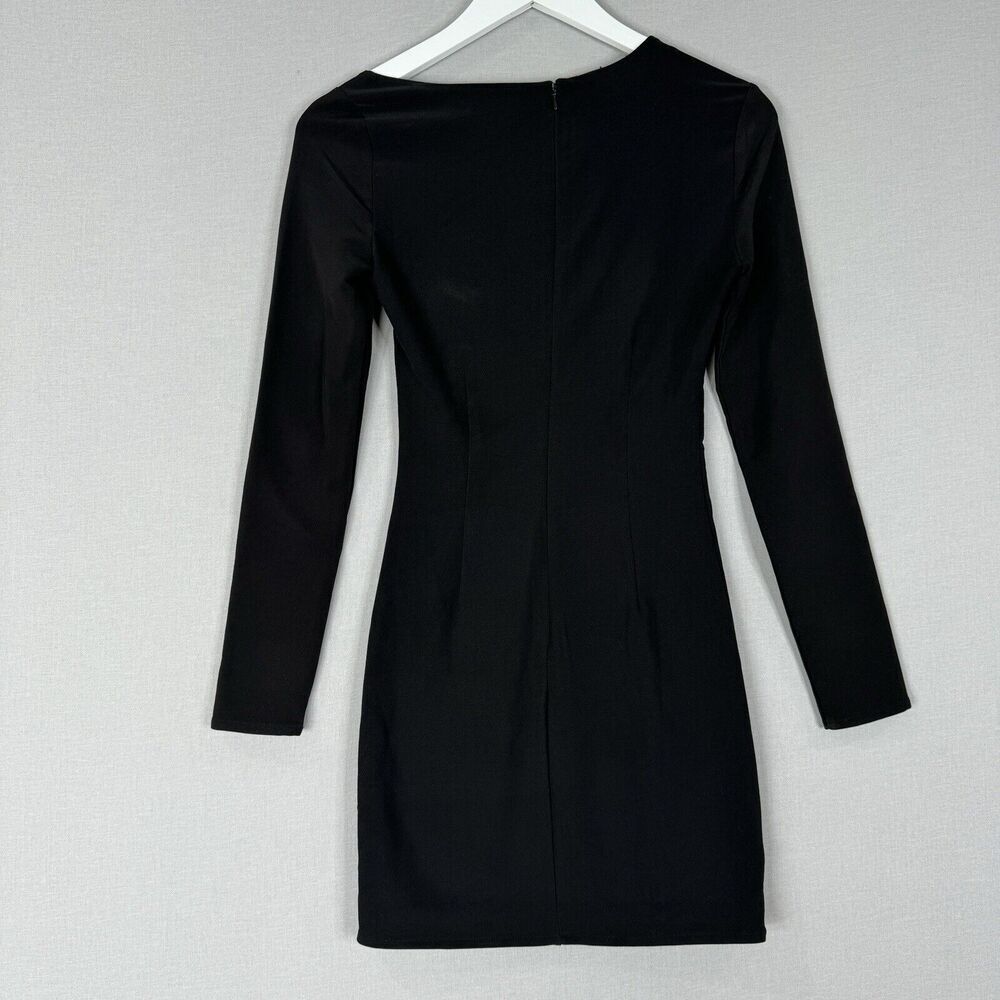 H:Ours Womens Dress Extra Small Black Fitted Asymmetrical Neckline Cocktail LBD - Picture 8 of 12